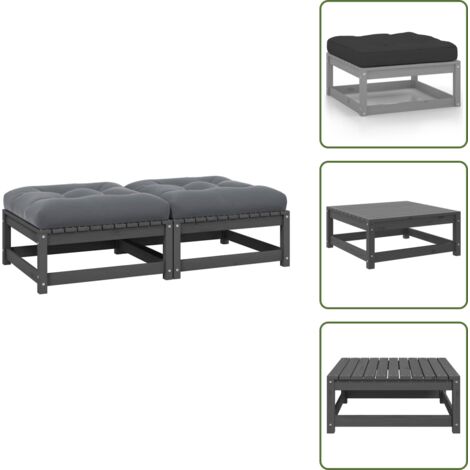 Poggiapiedi modulare - vidaXL Poggiapiedi da Giardino con Cuscini 2 pz Bianchi in Legno Pino - Arredamento da giardino