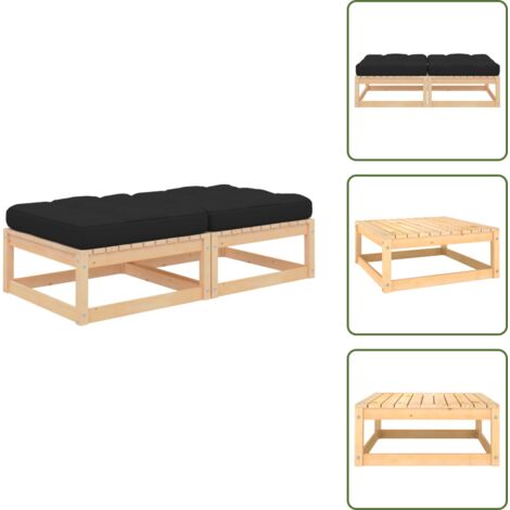 Poggiapiedi modulare - vidaXL Poggiapiedi da Giardino con Cuscini 2 pz Legno Massello di Pino - Salotto da giardino