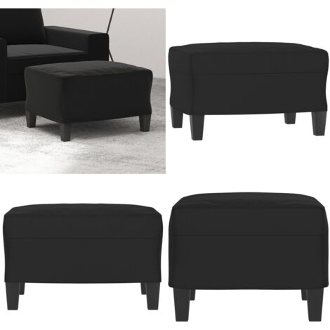 Poggiapiedi Nero 60x50x41 cm in Tessuto Microfibra - Poggiapiedi per divano - Poggiapiedi in compensato