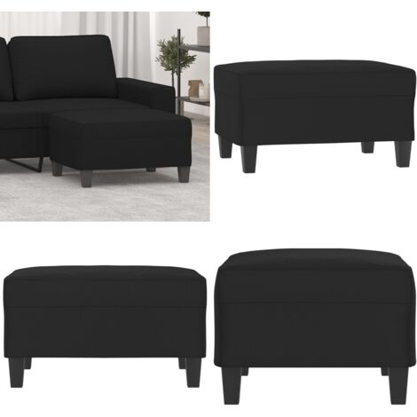 Poggiapiedi Nero 70x55x41 cm in Tessuto Microfibra - Poggiapiedi moderni - Poggiapiedi per divano