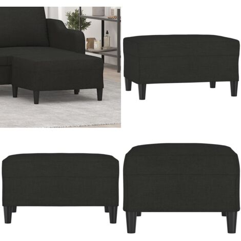 Poggiapiedi Nero 70x55x41 cm in Tessuto - Poggiapiedi moderni - Poggiapiedi per divano
