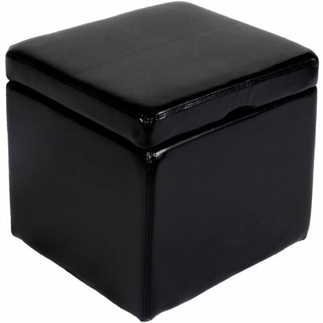 Poggiapiedi pouf contenitore Onex pelle 44x44x45cm nero