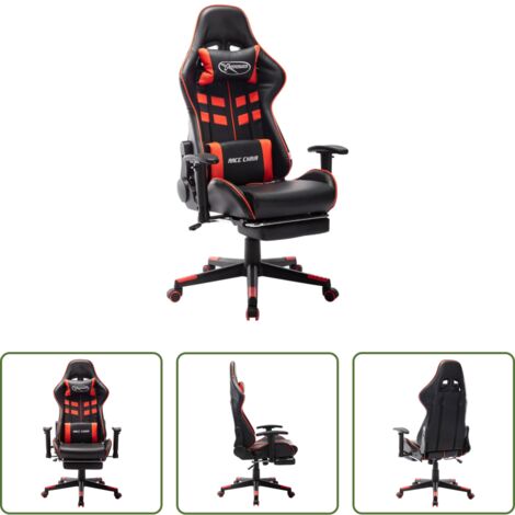 Poggiapiedi -  Sedia da Gaming con Poggiapiedi Rossa e Nera in Similpelle