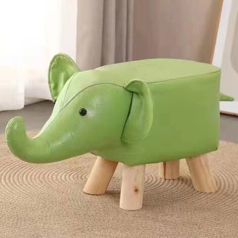 Poggiapiedi Sgabello Basso Forma Elefante Animale Pouf per Bambini Colore Verde