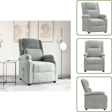 Poggiapiedi - vidaXL Poltrona Reclinabile Grigio Chiaro in Velluto - Comodità