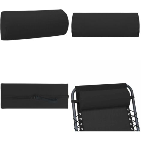 Poggiatesta per Sdraio Nero 40x7,5x15 cm in Textilene - Cuscino per sdraio - Cuscino in textilene
