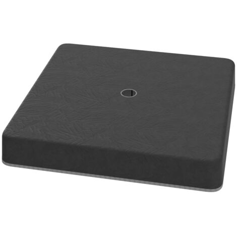 Poids de base pour les supports de parasols. Matériau résistant à l’eau. Permet de remplir le support avec du sable. Matériau en plastique. Dimensions : 89 L x 89 B x 10,5 H cm. Couleur : noire.