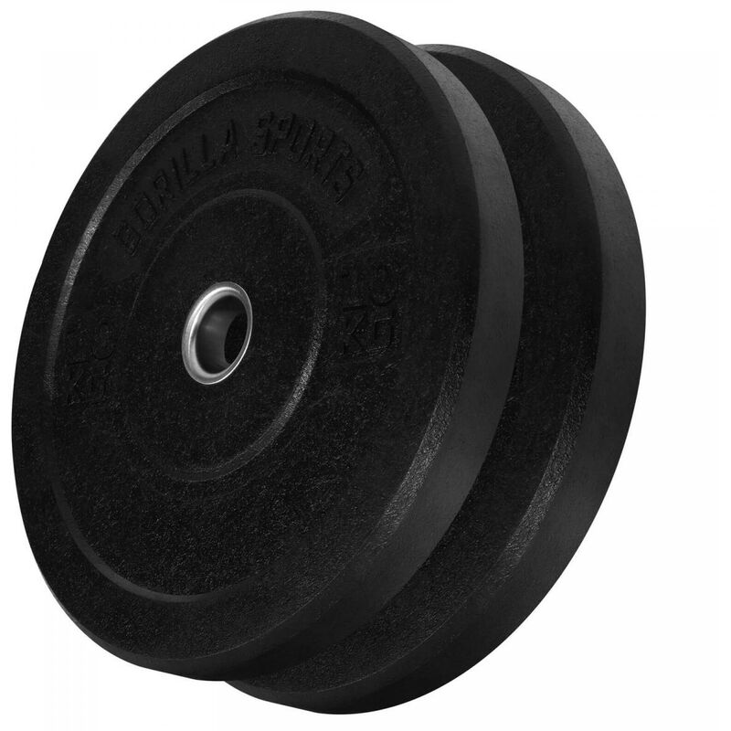 Gorilla Sports - Poids disques olympiques Hi Temp avec absorbeur de chocs - Noir - De 2,5 kg à 25 kg - Poids : 10 kg (2 x 5 kg)
