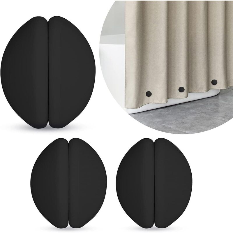 Poids magnétique en Silicone noir pour rideau de douche, boucle magnétique pendentif coupe-vent 6 pièces