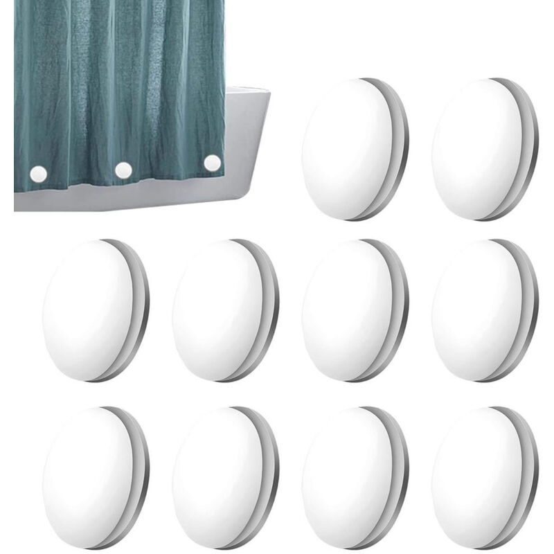 Poids magnétiques pour rideaux de douche, 10 pièces, poids pour doublures de rideaux, blanc