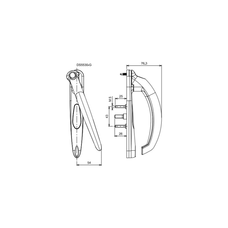 La Croisee Ds - Poignée intérieure pour porte-fenêtre seduction 20° Gris Foncé 193 mm Gauche Gris Foncé Brillant 30