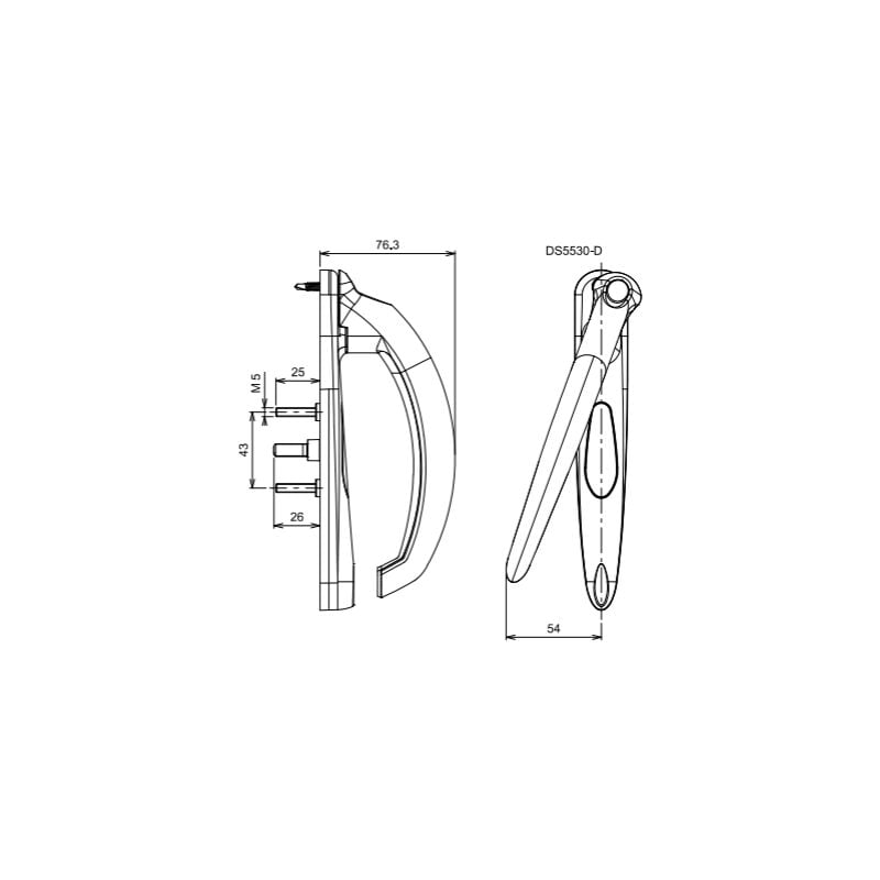 La Croisee Ds - Poignée intérieure pour porte-fenêtre seduction 20° Gris Foncé 193 mm Droite Gris Foncé Brillant 30