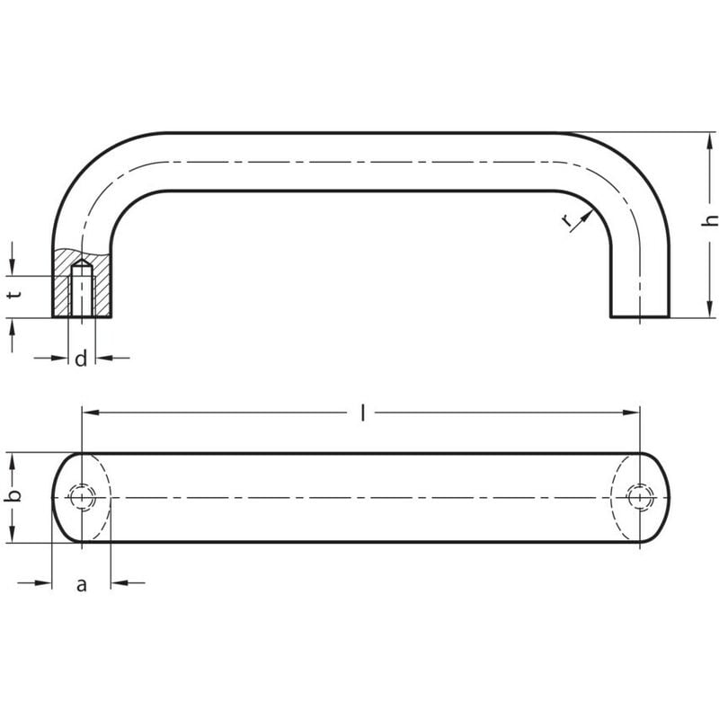 Ganter GN565-20-128-SW Cabinet 'u' Handle Aluminium Black