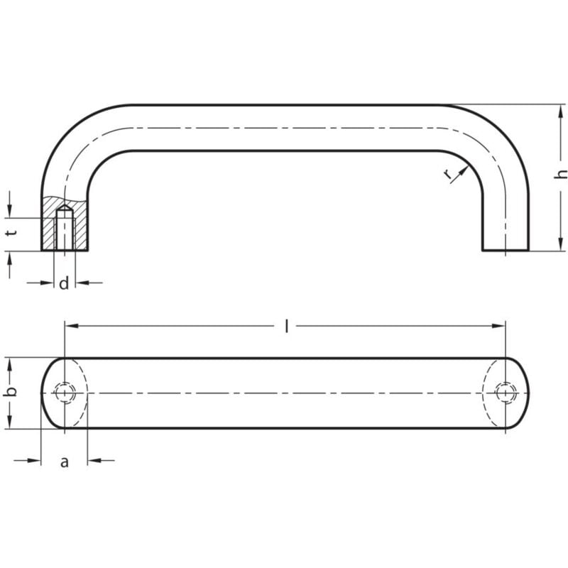 Ganter GN565-20-112-SW Cabinet 'u' Handle Aluminium Black