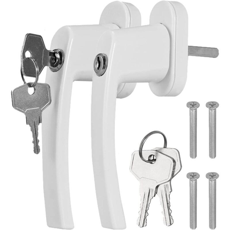 Ayyqh - Poignée de fenêtre avec serrure à clé 2 pièces en aluminium poignée de porte balcon fenêtres avec 4 vis 4 pièces clés blanc