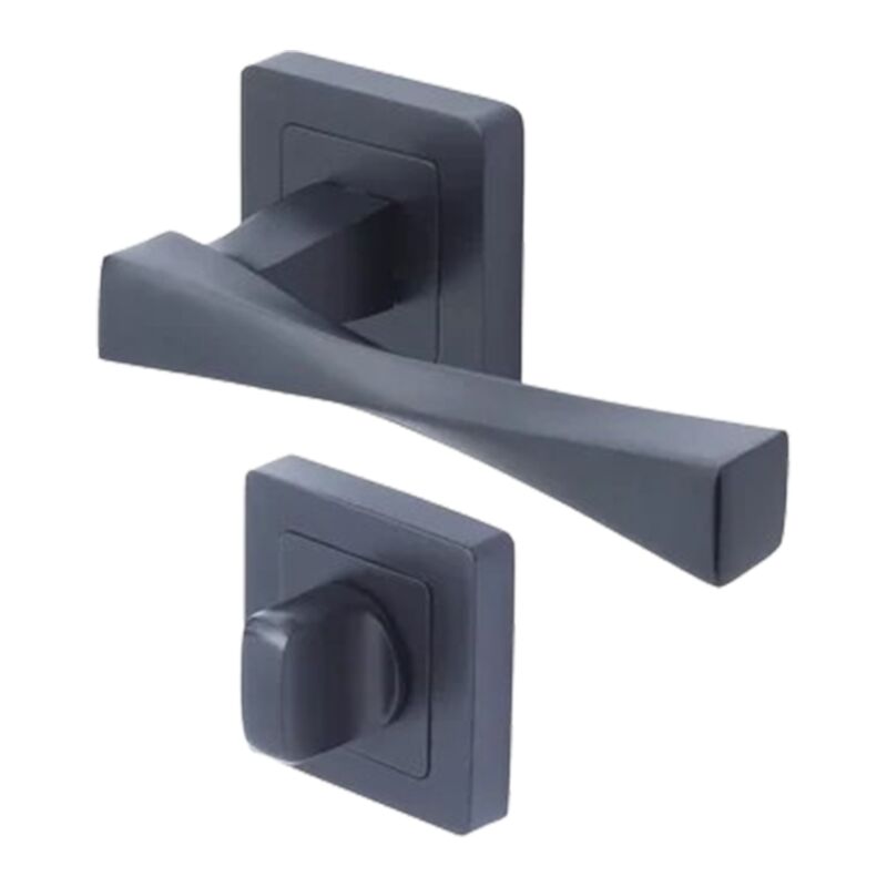 Paire de poignées porte Verona Noir Mat Yale Rosaces fonction condamnation - carré 7mm