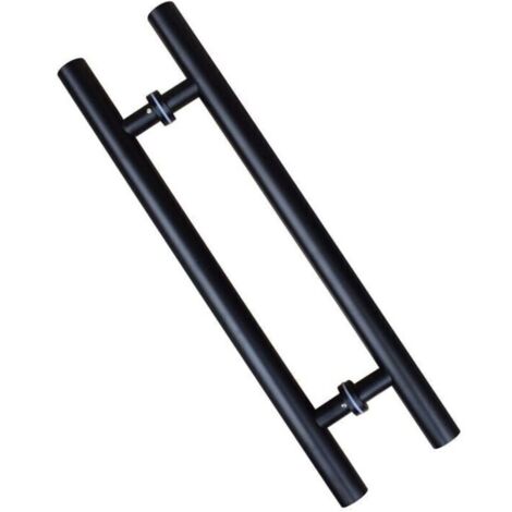 Poigne de porte coulissante, double face en forme de H, poigne de porte battante robuste, noire Longueur 600 mm Espacement des trous 400 mm