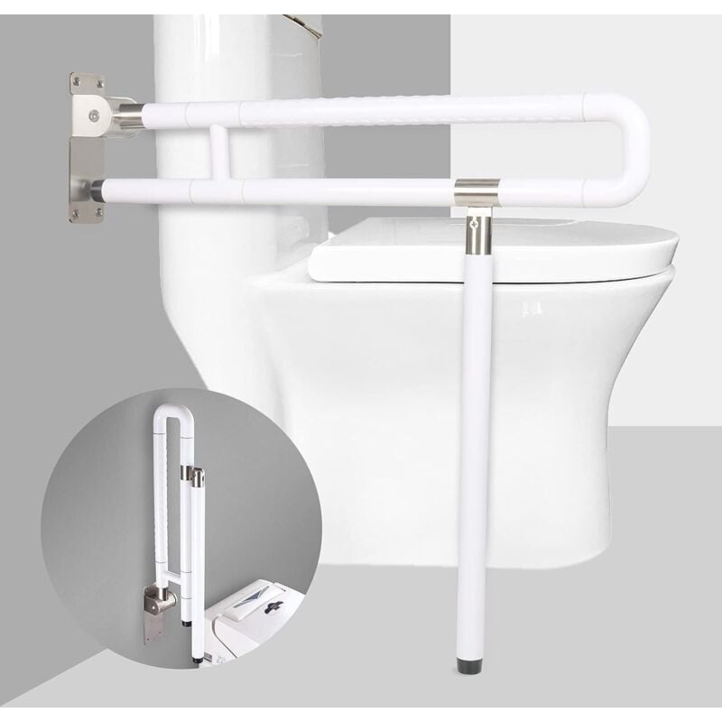 Blanc Poignée de Support Pliable Barre d'Appui pour Toilette de Salle de Bain