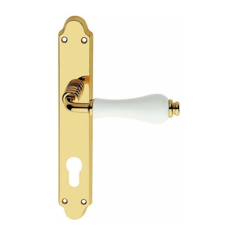 Poignée porcelaine laiton Dalia 8x85 trou carré entraxe yale - Salon