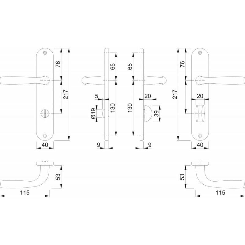 Hoppe - Poignée porte 1766/3022P.WC.F271 Alu