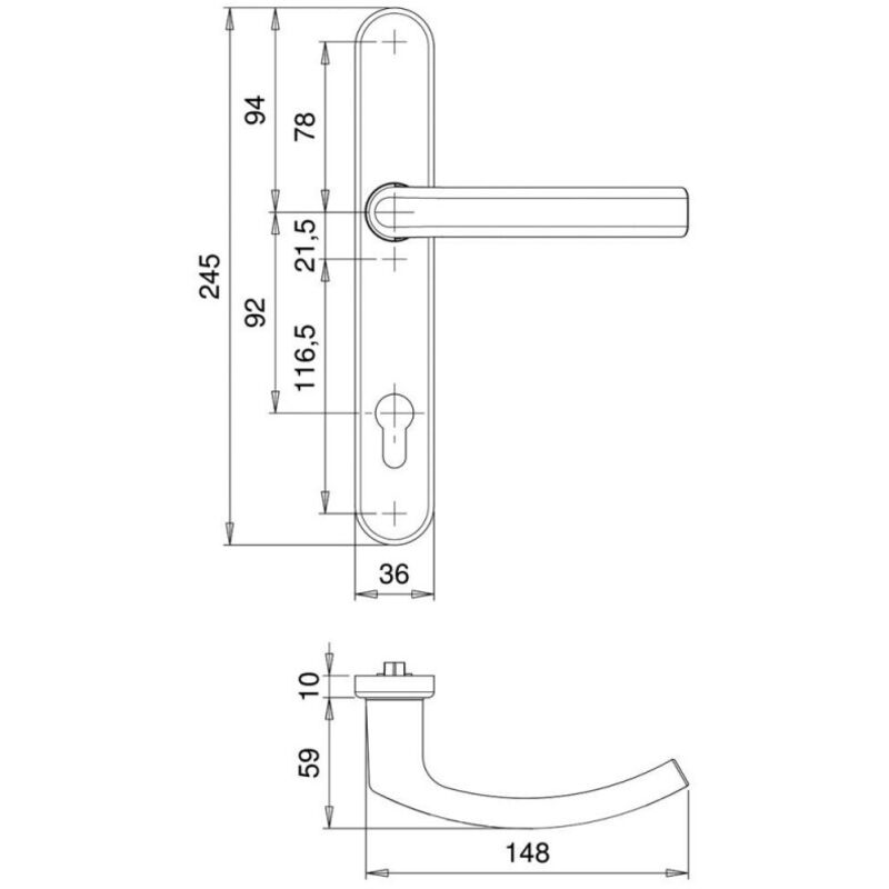 Erich Dieckmann - Poignée porte v1/2-Grt..Kronos.8mm.92.PZ.F12 2005/235. F12