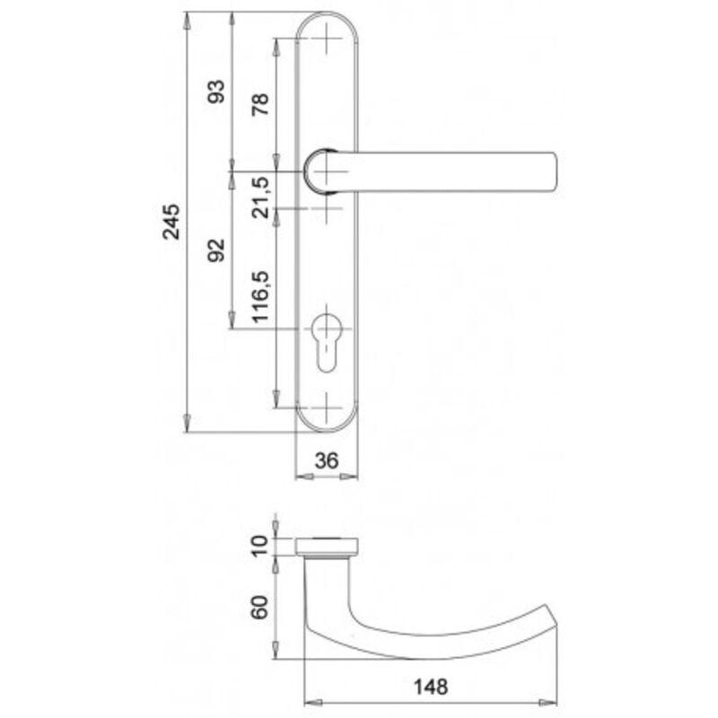 Poignée porte..Kronos.8mm.92.PZ.F12 2005/R9/035. F12