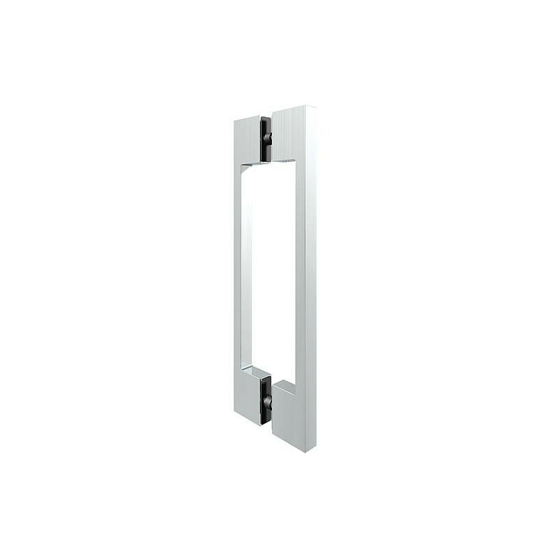Hamberger Sanitary - Poignée porte en verre bilatéral chromé brillant, trou verre 2x 10mm, épaisseur 6-10 mm