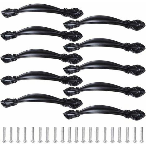 Poign&eacute es de Meuble de Alliage D'aluminium Poignet de Porte Cuisine Noir B&acirc ton Cuisine Poign&eacute e B&acirc ton De Porte Meuble pour Cuisines Salles de Bains Commodes etc (96mm)