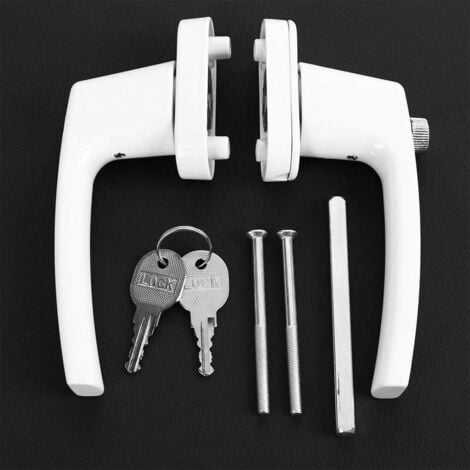 SNQ Poignée à levier épaisse solide à deux extrémités avec clés pour porte et fenêtre（Blanc）