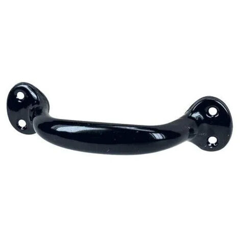 Poignée à pattes à visser en acier noir, L.140mm, H.32mm, P.36mm, entraxe 123mm, 1 pièce avec visserie.