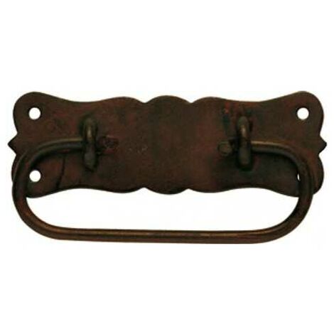 Poignée articulée rustique pour tiroirs – Finition fer ancienne – Entraxe 64 mm – Dimensions plaque 105x55 mm – Filetage MA 4 – Metal Style