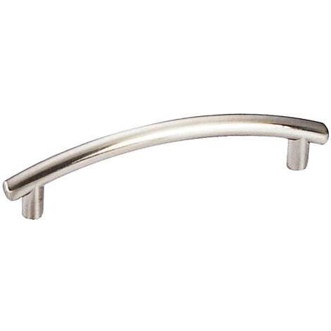 Poignée barre courbe entraxe 96 mm zamak nickelé mat aspect inox