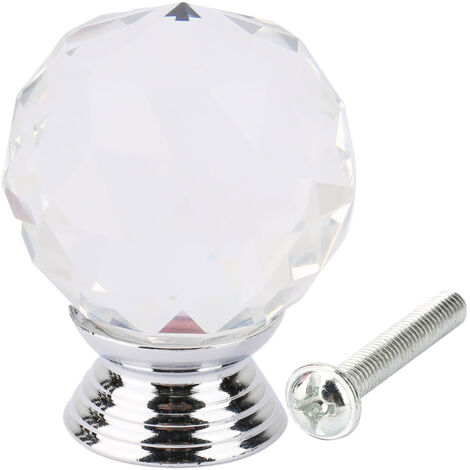 Poignée Bouton Boule Cristal 30mm Transparent pour Meuble Tiroir Armoire