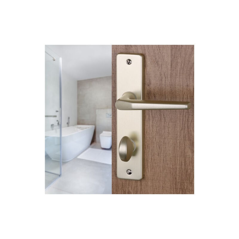 Ouvre&Déco - 2 poignées de porte chamonix verrou condamnation, aluminium F2 entraxe 165 mm