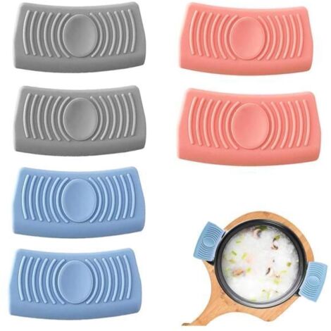 Poignée Chaude Silicone,6 Pièces Supports Poignée Casserole Poignée de Casserole en Silicone Silicone Support Poignée Chaude