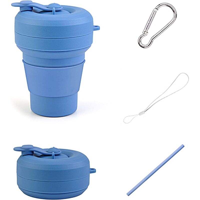 Tasse à thé pliable en silicone sans BPA pour la protection de l'environnement (bleu)