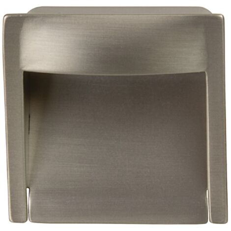 Poignée coquille carrée à encastrer intégration invisible en alliage zingué finition nickelé brossé 45x45mm Meuble Cuvette Cuisine Porte coulissante Tiroir Placard