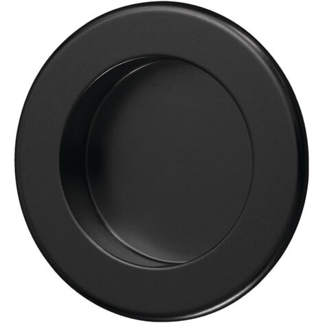 Poignée coquille en aluminium, revêtement poudré noir, entrée ronde D. 50 mm HERMETA