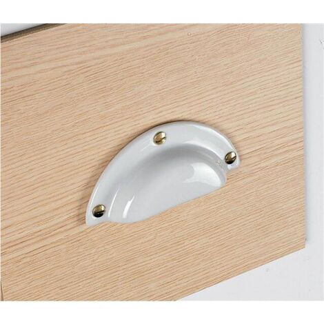 Poignée coquille porcelaine de Limoges coloris blanc - 113 x 47 mm - MÉRIGOUS