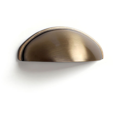 Poignée coquille pour meuble | Style contemporain | Fabriqué en Zamac | Fini nickel satiné | Distance entre pointes : 64 mm | Mesures 80*29*25mm | Fixation vissée | Comprend des vis M4 |