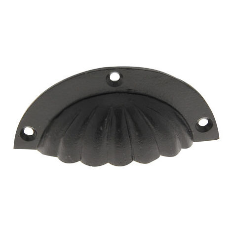 Poignée coquille striée P0531 - entraxe 76 mm - finition noir mat - CADAP