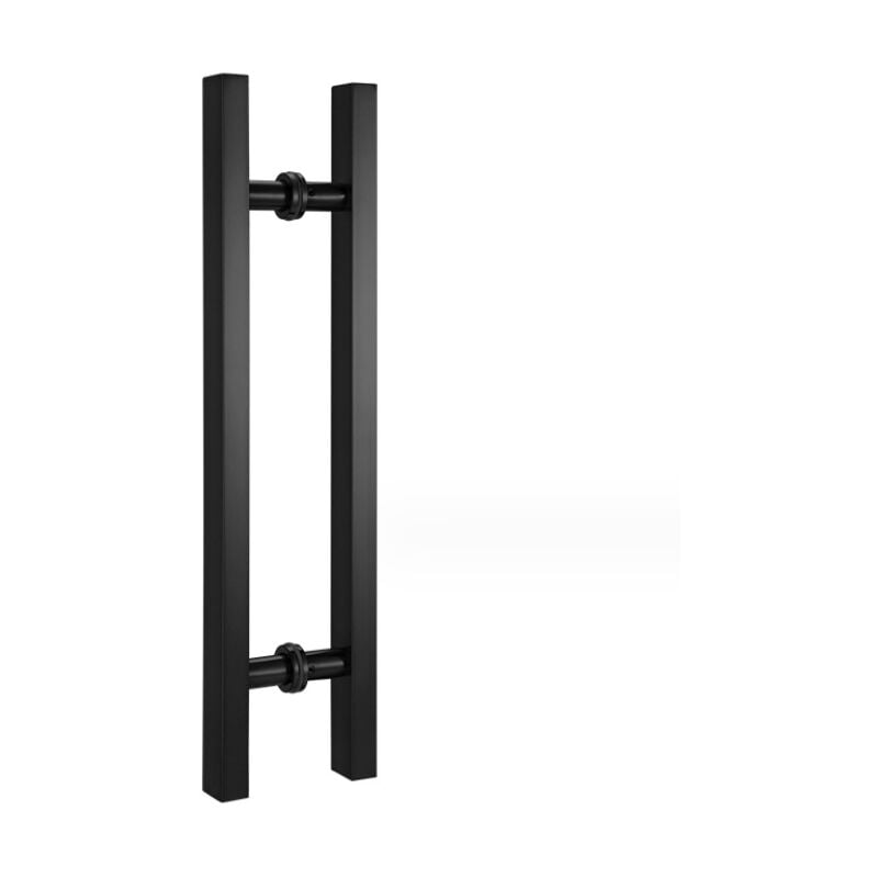 Linghhang - Poignée coulissante de porte de grange, noir mat, poignée en h double face pour porte en verre/bois, acier inoxydable