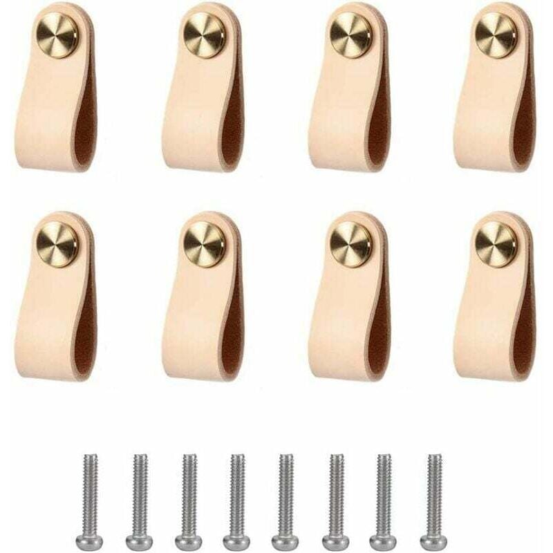 Nazalus-Vente chaude-Poignee Cuir 8 Pièces Poignées de Meuble en Cuir Poignées de Placard pour Des Accessoires de Décoration de Meubles Exquis avec