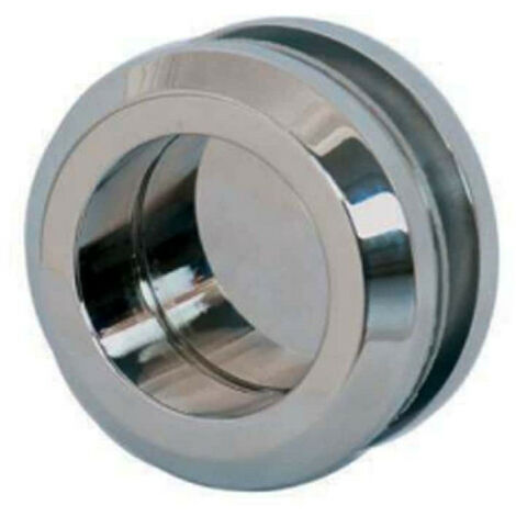 Poignée cuvette double ronde pour porte en verre - Diamètre 58 mm - Chrome brillant