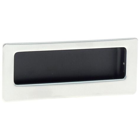 Poignée cuvette rectangle n° 134 - laiton chromé mat. cuvette aluminium époxy noir - 94 x 38 mm - METAUX OUVRES & DECORES