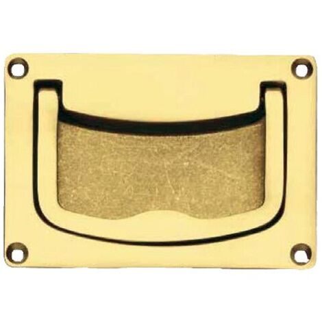 Poignée cuvette rectangulaire à encastrer en laiton 75 x 50 mm – Finition poli verni – Pour panneaux d'épaisseur 19 mm minimum – Cadap