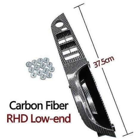 Poignée d'accoudoir de porte intérieure en fibre de carbone pour BMW Série 3 E90 E91 316 318 320 325 328i (2004-2012) - Version basse, compatible avec les modèles à conduite à droite