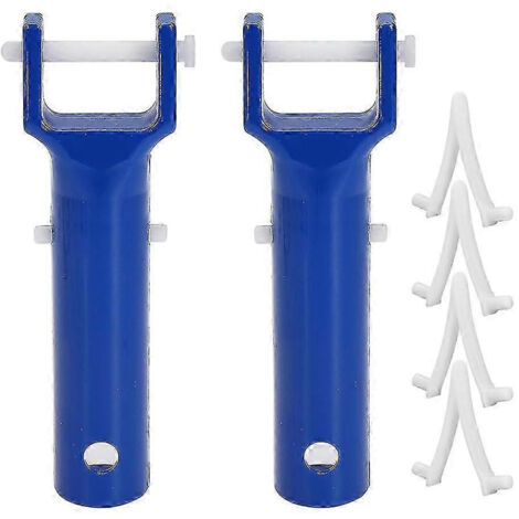 Poignée d'aspirateur de piscine en 2 pièces avec 4 clips en V papillon et goupilles, compatible avec les aspirateurs de piscine et de spa.