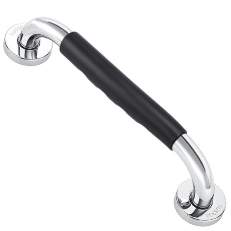 Poignée de Baignoire 50cm Barre d'appui en Acier Inox et Poignée en Silicone de Sécurité de Salle de Bain Manche pour les Personnes Handicapées, les Personnes Âgées et les Femmes Enceintes