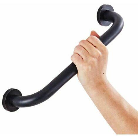 Poignée de Baignoires 53cm Barre D'Appui Inox Mural Porte-serviettes Noir